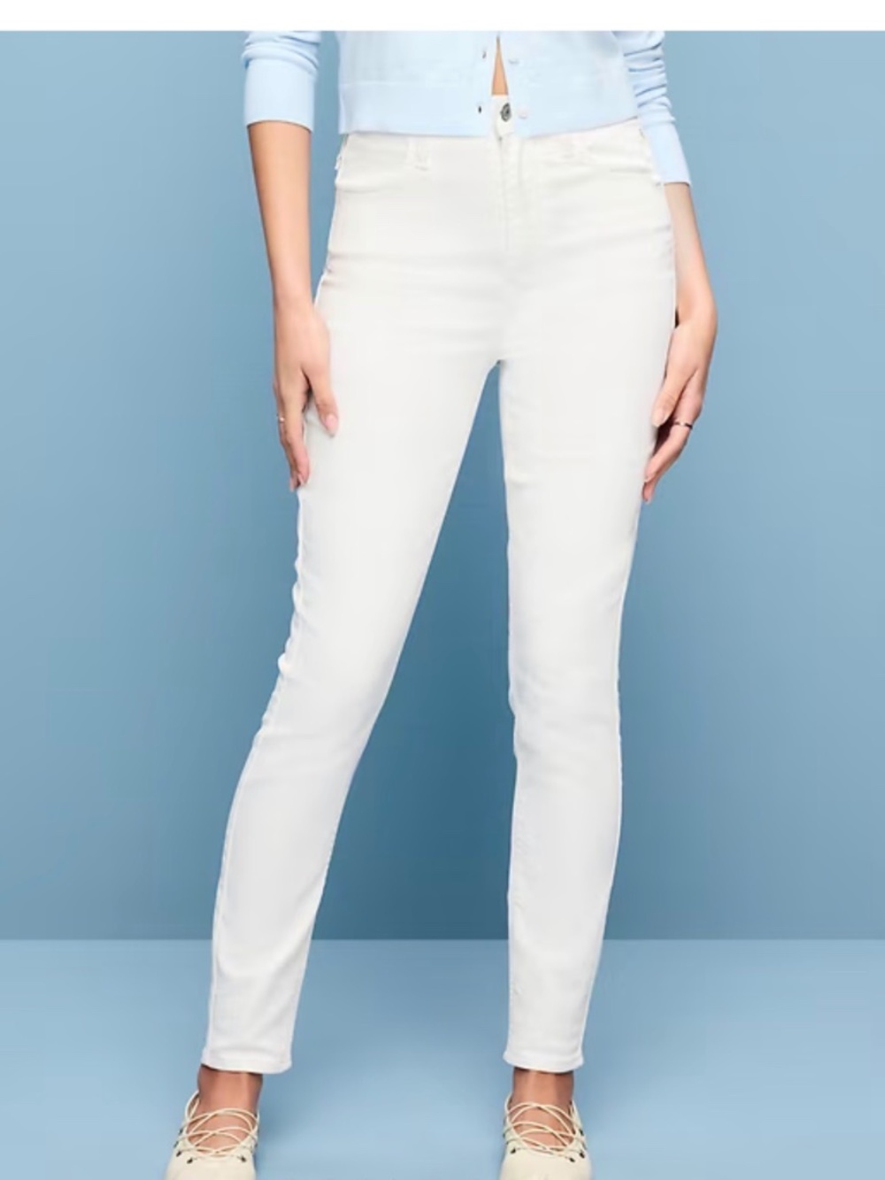 High Waisted Super Skinny Jeans, White, Size 14